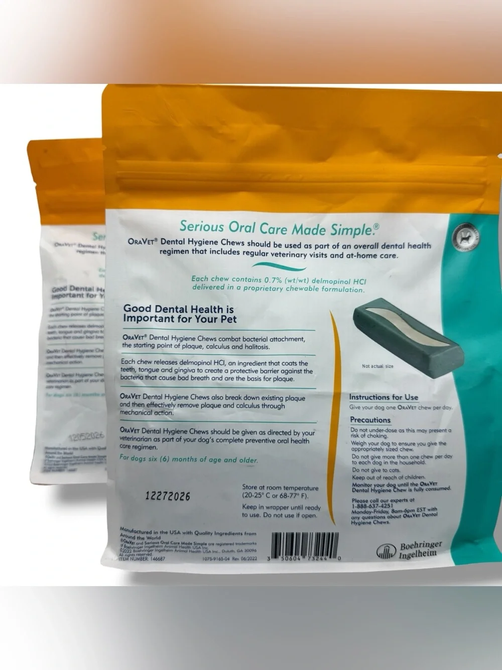 OraVet Dental Chews X-Small Dogs 3.5-9 lbs 2 Bags 28 Count Total Individual Wrap